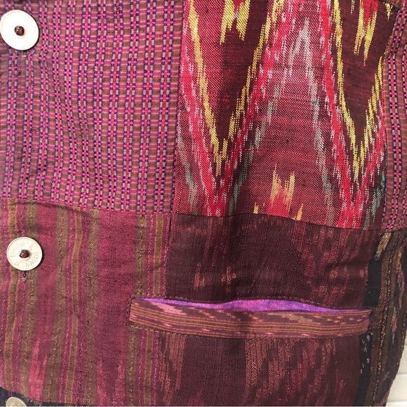 Vintage 90s Y2K Silk Patchwork Quilted Vest Size Medium - Picture 4 of 8